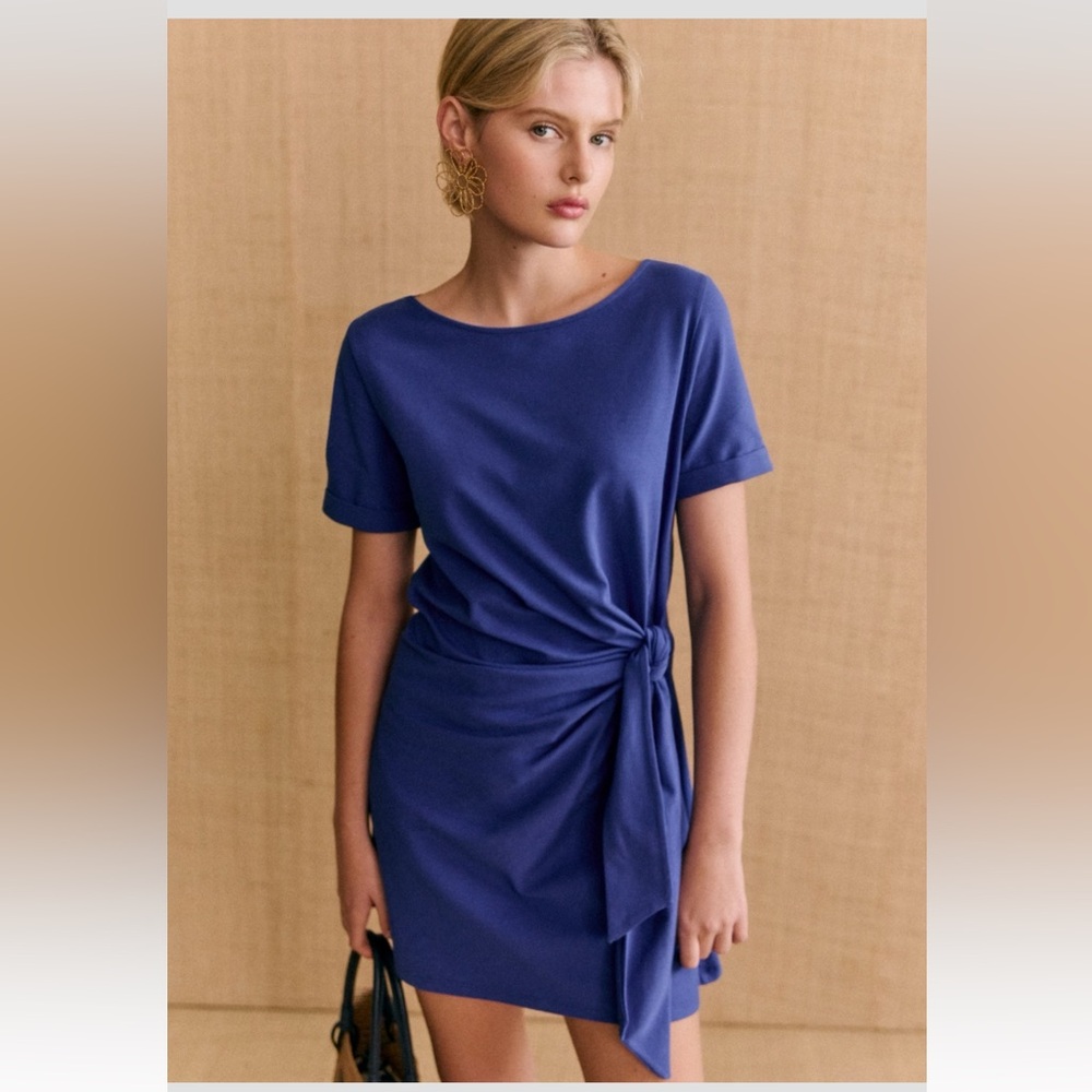 Sezane Pippa Short Dress Electric Blue XS
